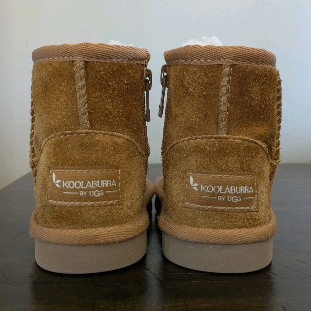 Koolaburra by UGG Brown Suede Faux Fur Lined Zip Ankle Boots Toddler 5